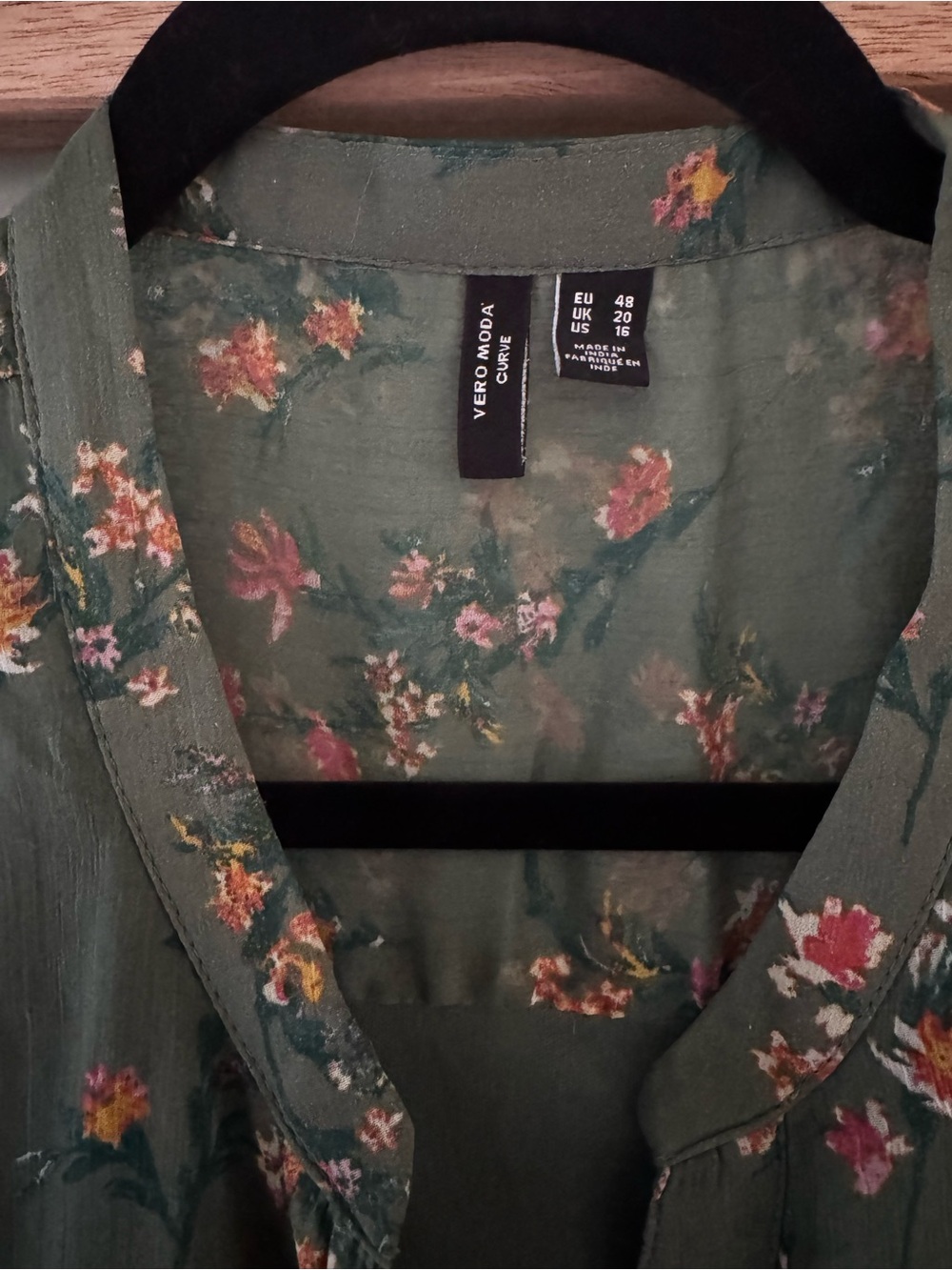 Vero Moda Olive Green Floral Midi Dress with Tie Waist - Picture 4 of 6